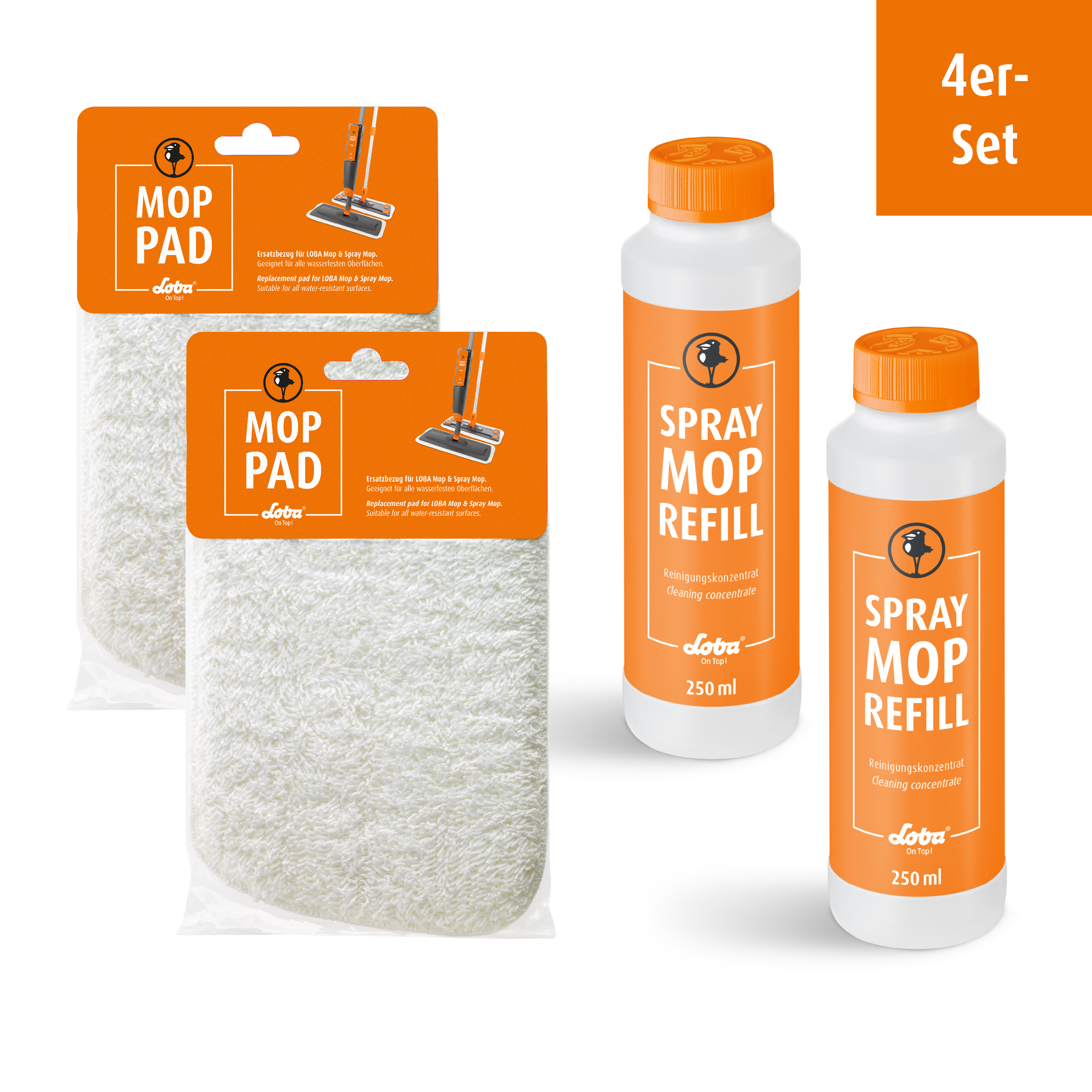2 Mop Pads und 2 Refills - 4er Set